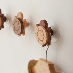 Household Solid Wood Hook Kitchen Item Wall Hook Hanger Punch Creative Animal Turtle Decorative Hooks Coat Rack Home Storage