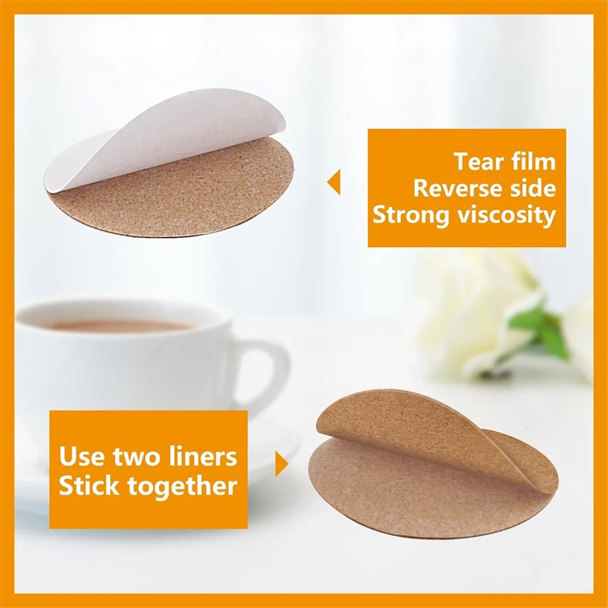 100 PCS Self Adhesive Cork for Coasters Bulk,Coaster Bottoms Self Adhesive,Round Coaster Backing with Self Adhesive