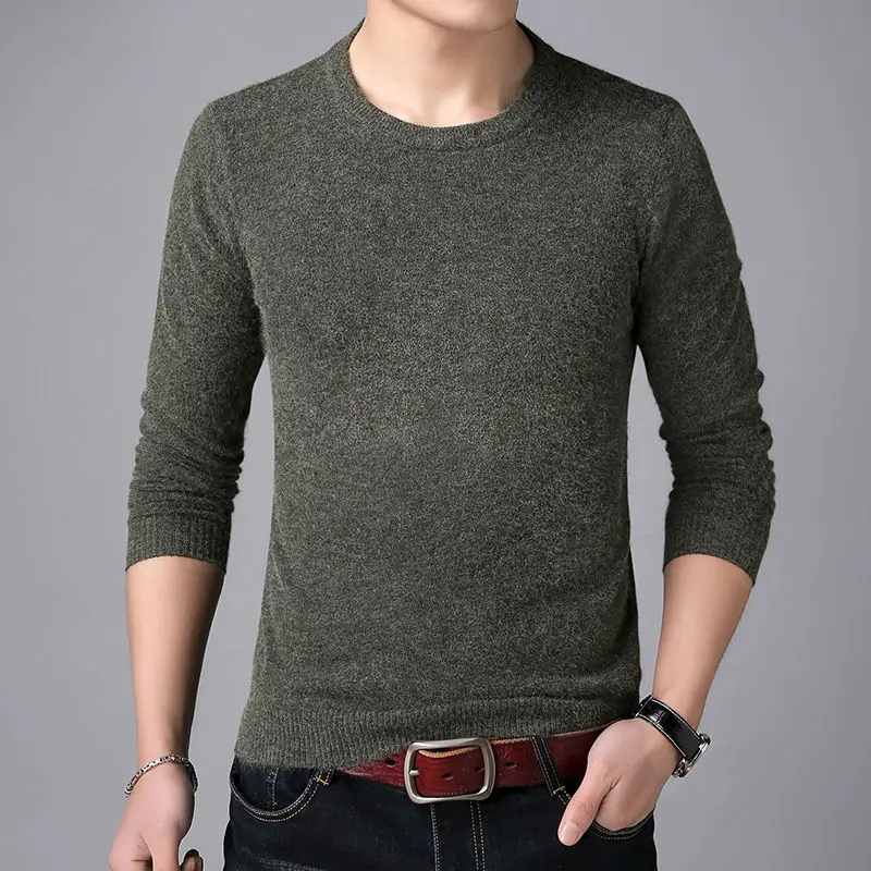 

2023 High Quality New Fashion Knitted Pullover O Neck Sweater Solid Men Casual Jumper Autum Winter Men Knitwear Clothes A163