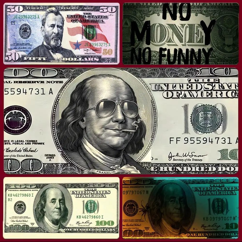 

art funny F-Funny USD Dollar Money Mouse Pad Large Gaming Mousepad with Stitched Edges Thickened Desk Mat PC