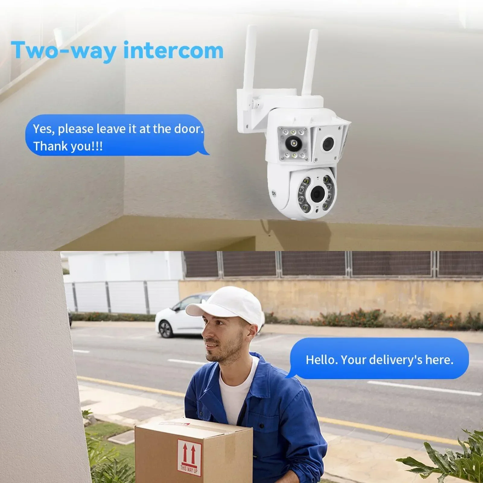 كاميرا 1080P 4 عدسات تكبير 2.4 جيجا هرتز 5 جيجا هرتز واي فاي 360 ° كاميرا PTZ للاستخدام الخارجي مع تطبيق وكاميرا مراقبة للتخزين السحابي