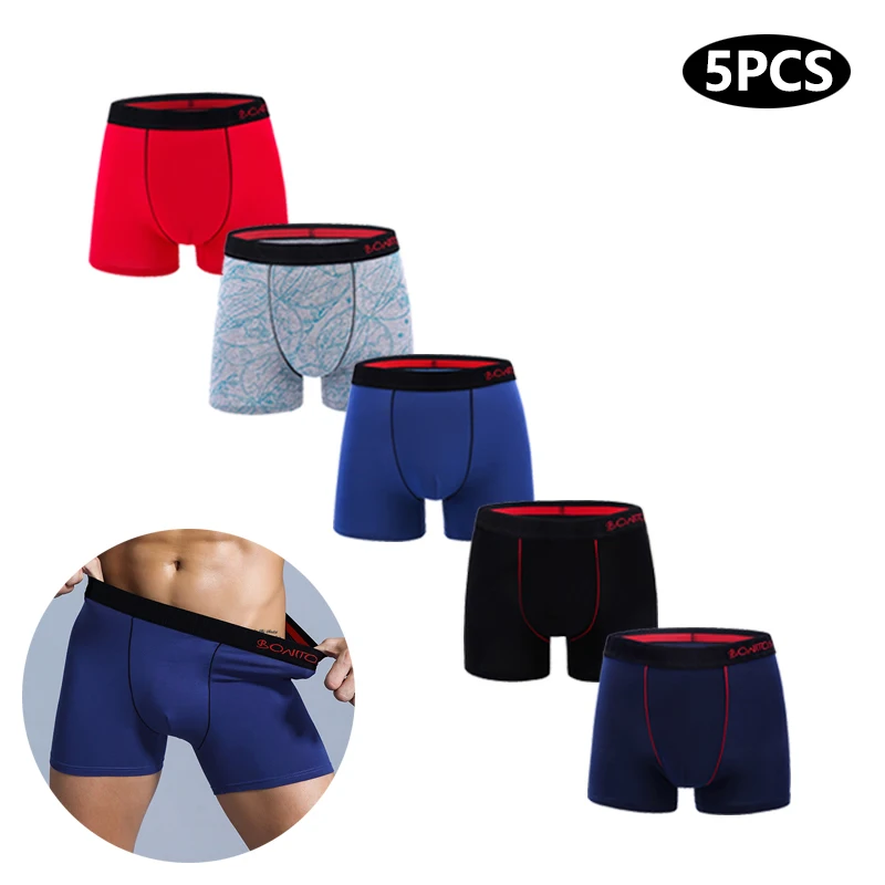 5Pcs Men\'s Panties Cotton Boxer Sexy Man Boxers Underwear Shorts Lots Male Boxershorts Set Family Underpants Brands