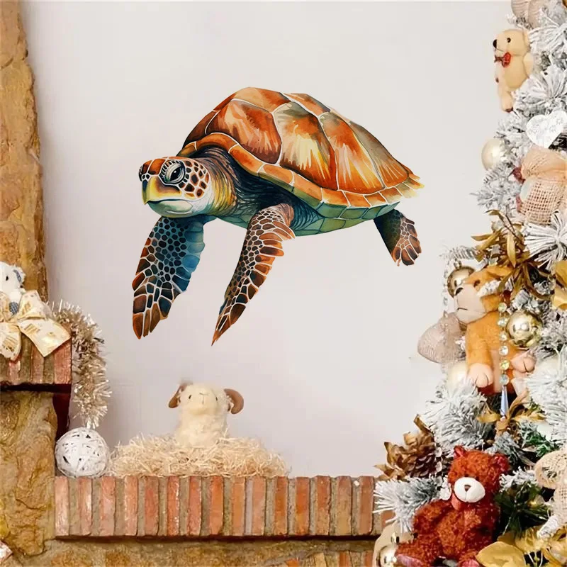 Fun Watercolor Sea Turtle Sticker, Water-proof Home Wall Decal, Used for Wall, Bathroom, Cabinet, Door,Toilet, Car, Laptop