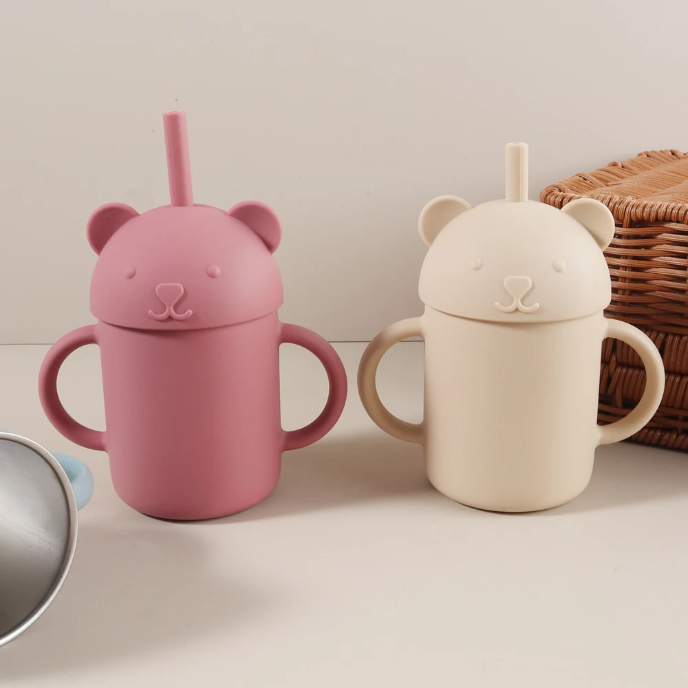 250ml Food-Grade Silicone Stainless Steel Baby Cup - Soft Sippy Cup for New Learners Soft Food-Safe Training Cup for Babies