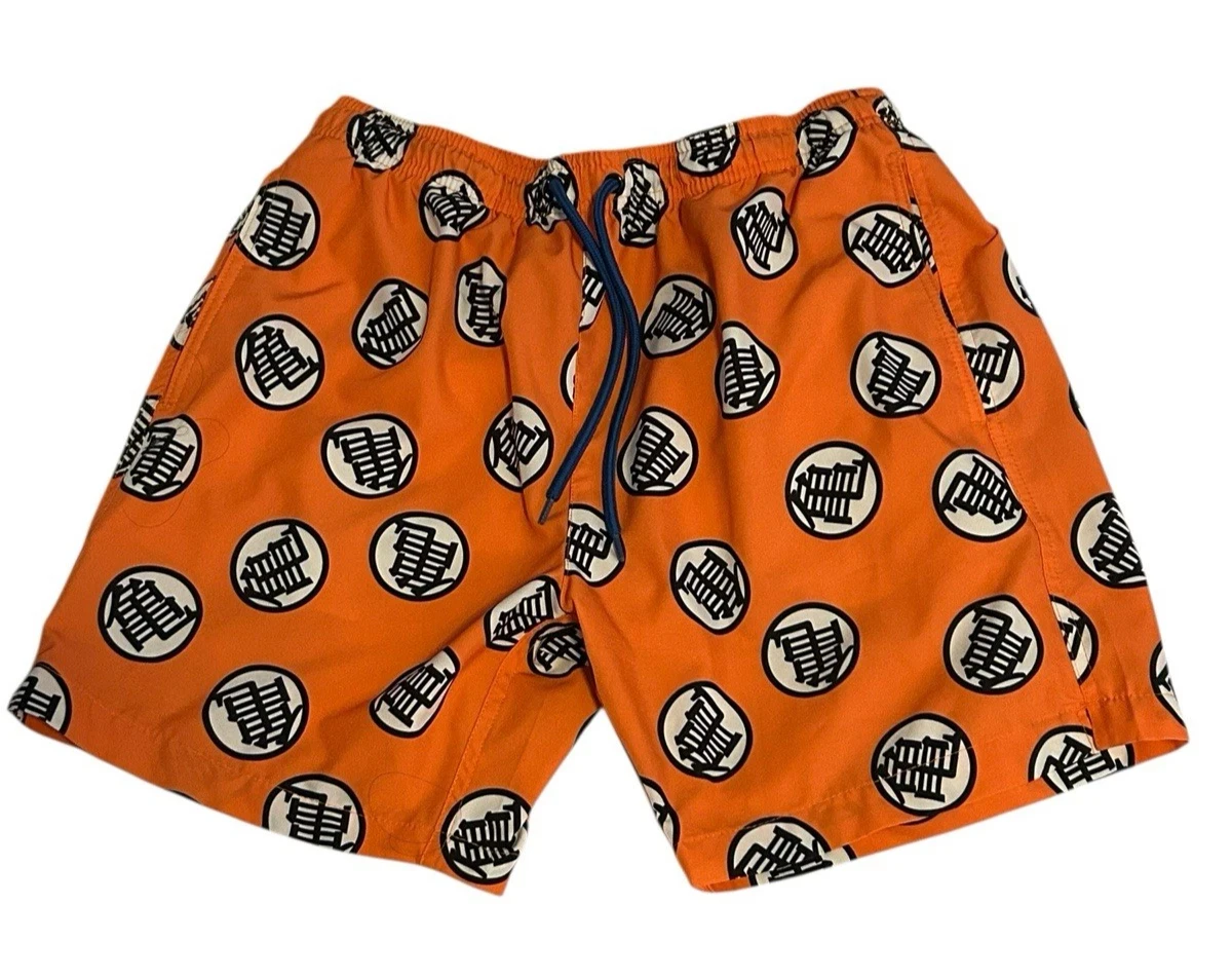 Shorts de Playa Unisex con Estampado Completo de Dragon Ball Kame Kanji, Verano 2026, Diseño Casual con Logotipo de la Escuela Tortuga Naranja