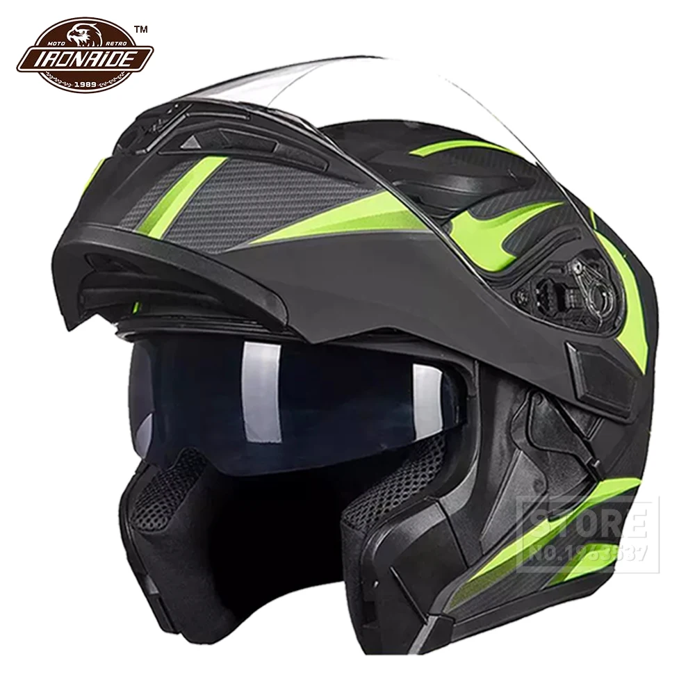 

GXT New Motorcycle Helmet Flip up Motocross Helmet Capacete da Motocicleta Cascos Moto Casque Doublel lens Racing Riding Helmet#