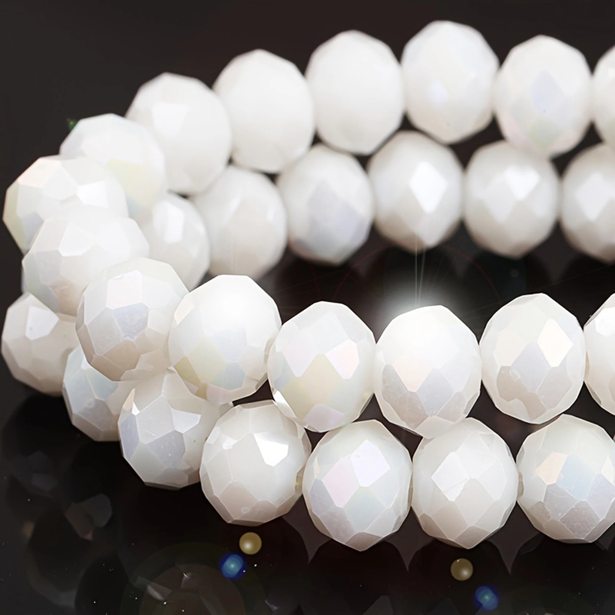 

3/4/6/8mm Austria Cyrstal Glass Beads White Faceted Flat Round Loose Spacer Beads for Jewelry Making DIY Gift Bracelets Necklace