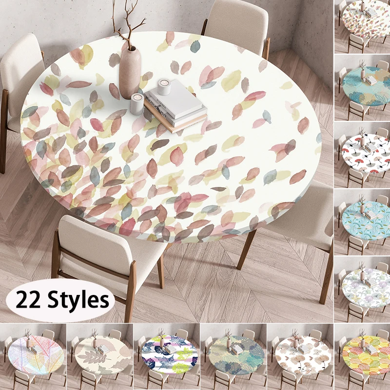 

1pc Flowers Printed Polyster Round Table Protector, Printed Pattern Table Cover,Waterproof Anti Scratch Table Cover, HomeDecor