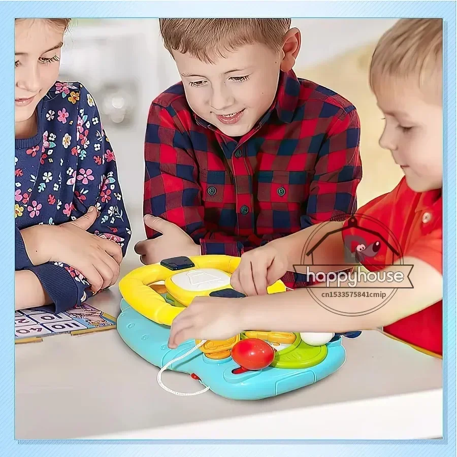 Volante do bebê para assento de carro brinquedos volante com música fliip up espelho berço assento de carro brinquedos motorização volante brinquedos