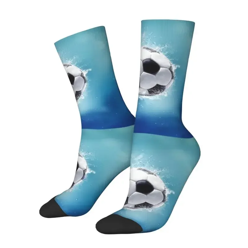 Cool Printing Soccer Water Splash Socks for Women Men Stretch Summer Autumn Winter Football Pattern Crew Socks