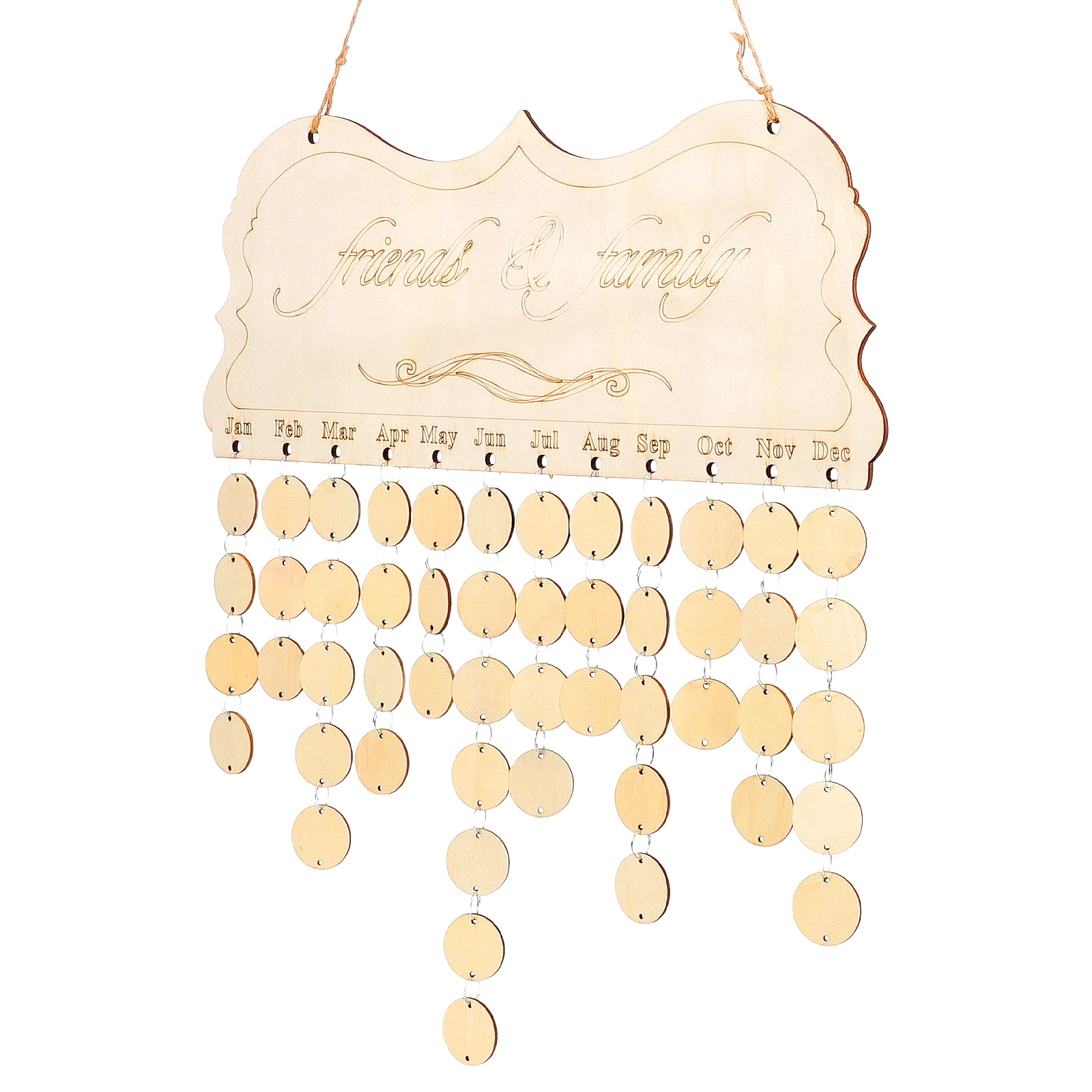 

50pcs Wooden Plaque Discs Birthday Wooden Plaque Calendar Reminder Wall Decor Great Gift Hanging Calendar Holidays