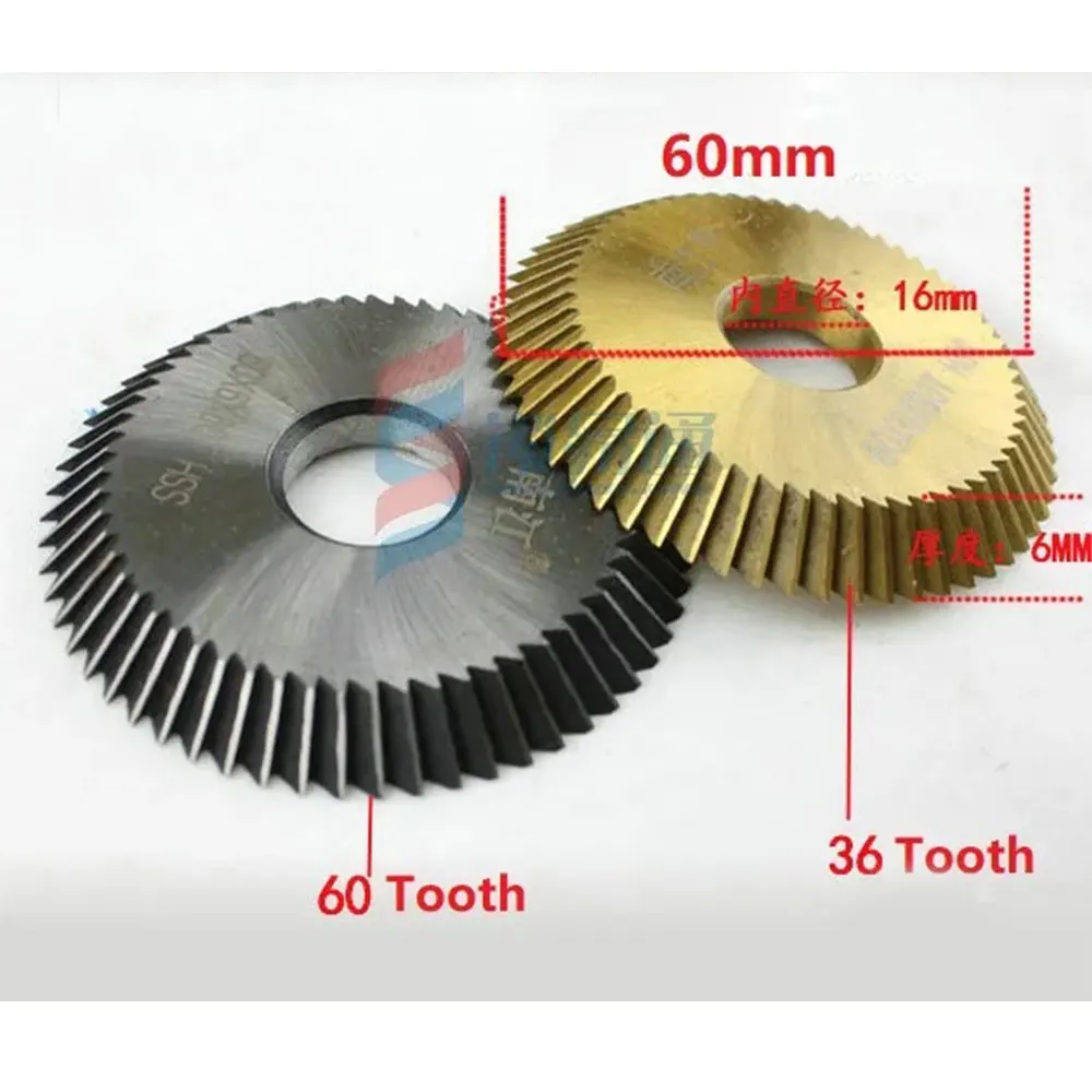 

Титановый резак HSS, двухугольный резак 60x16x6, 36/60/90, зубьев, для режущего станка, дублирующий ключ