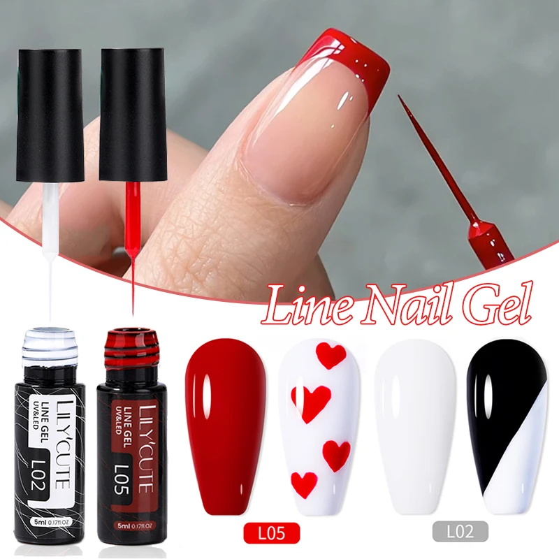 LILYCUTE 5ML French Liner Gel Nagellack Semi-Permanent Abziehbarer UV-Gel DIY Wunderschöner Mal- und Zeichnungsgel für Nagelkunst