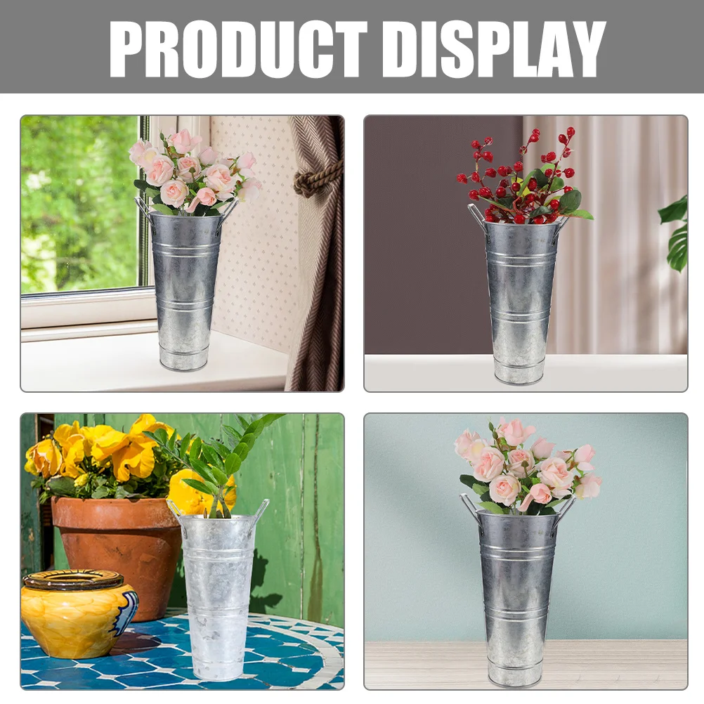 4 stücke Vintage Blume Für Getrocknete Blumen Retro Pflanzer Eisen Eimer Eisen Blume Eimer Home Office Decor Bauernhaus Vase