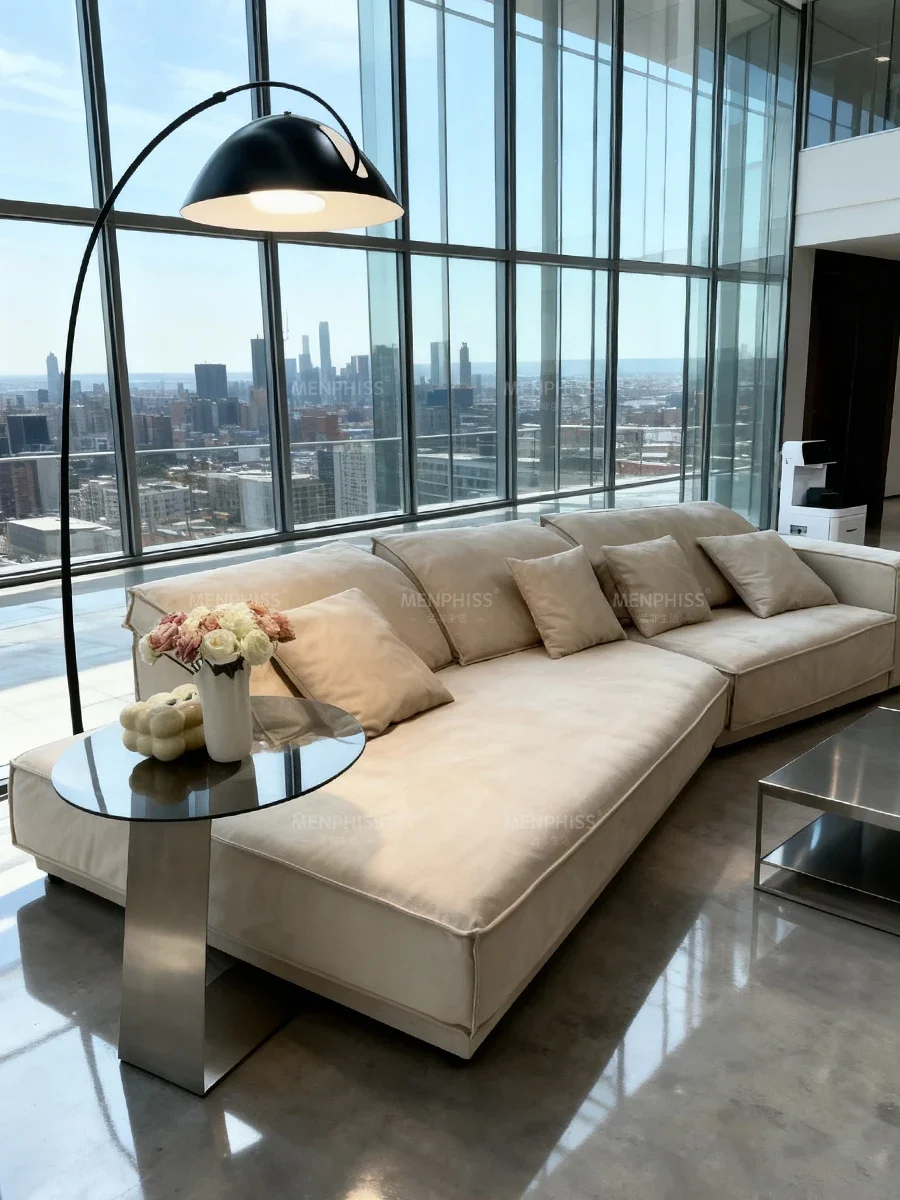 Italian, minimalist, straight row, corner, living room, combination, fabric, special-shaped, sofa