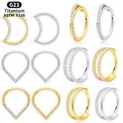 10Pc G23 Titanium Ear Helix Piercing CZ Water droplets Earring 16G Hinge Cartilage Conch Tragus Piercing Septum Nose Ring Jewelr