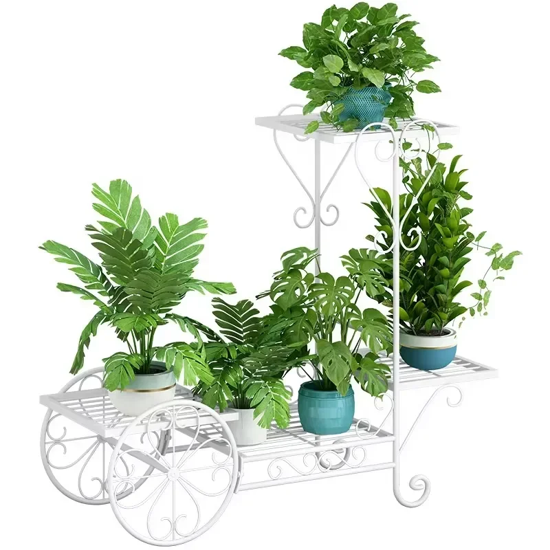 4 Tier Metal Plant Stand Floor To Ceiling Flower Pot Holder Indoor Garden Shelf For Living Room Balcony Home Decor Storage