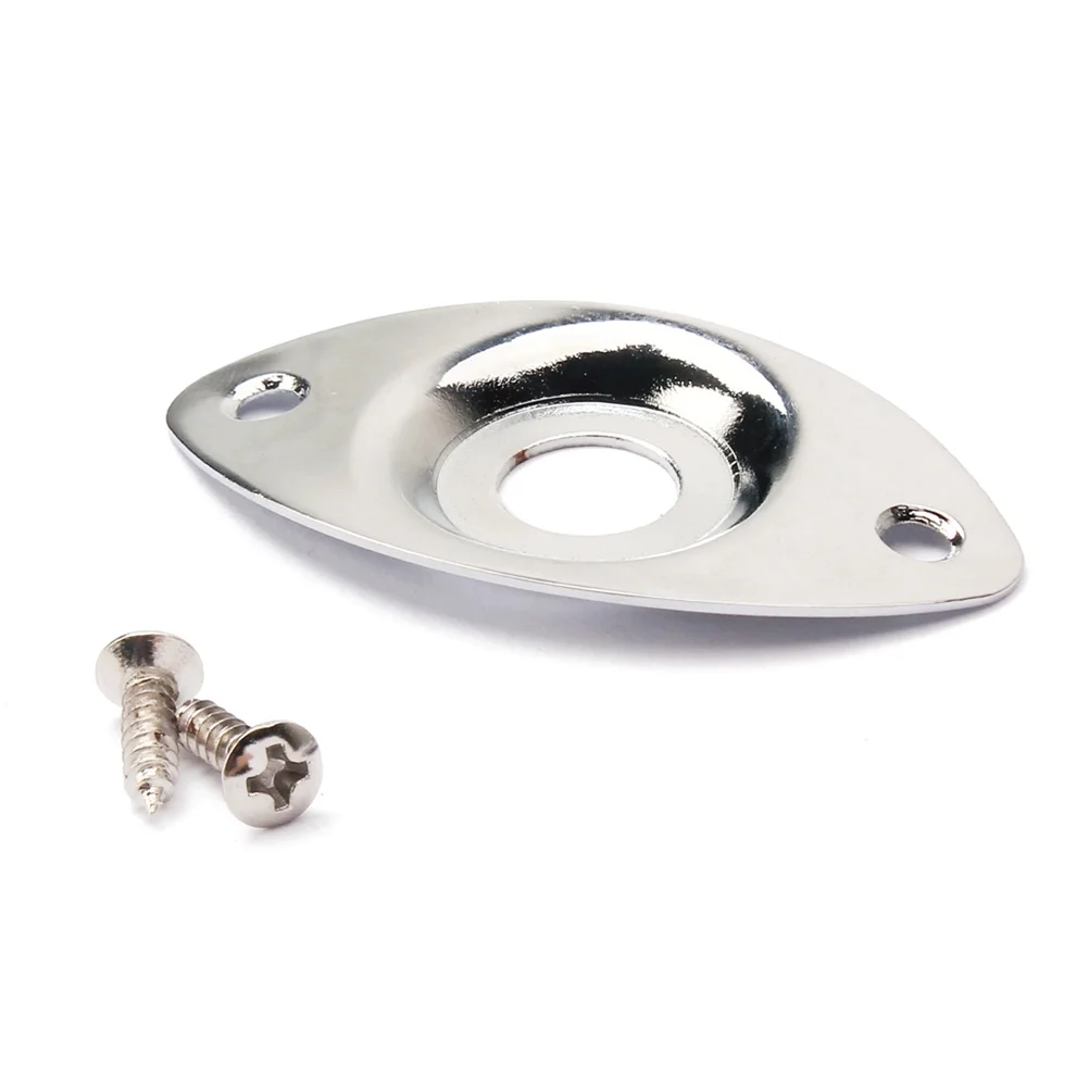 

Oval Indented Pickup Jack Socket Plate Set Nickel Plated Iron Copper Guitar Jack Plate Replacement for Electric Guitar Bass