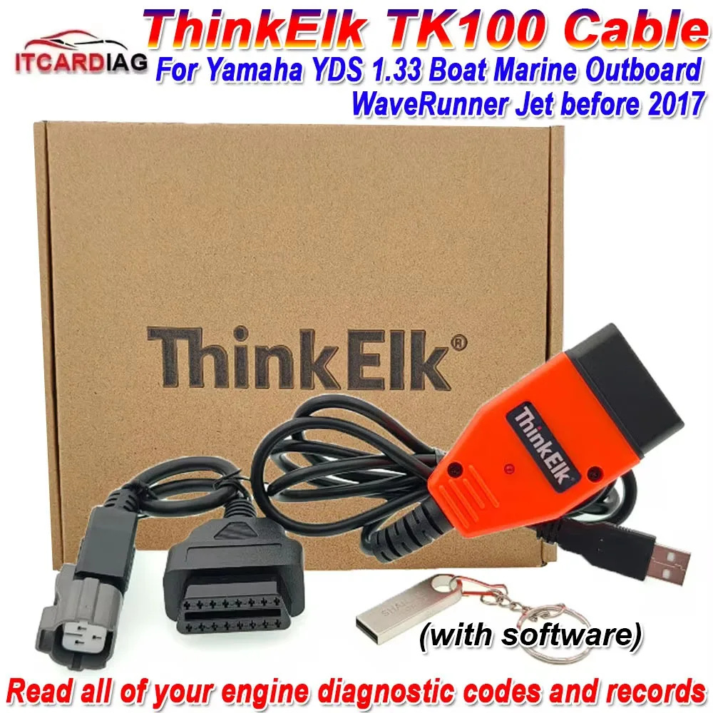 ThinkElk TK100 Diagnostic Cable Adapter Kit Connectors for Yamaha YDS 1.33 Boat Marine Outboard WaveRunner Jet Boat before 2017