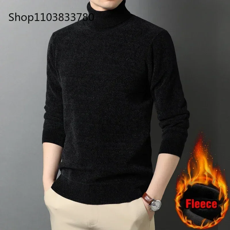 Suéter de cuello alto para hombre, suéter informal grueso de punto con cuello redondo, jersey cálido para hombre, suéter de lana, prendas de vestir para hombre, prendas de punto 3XL 4XL