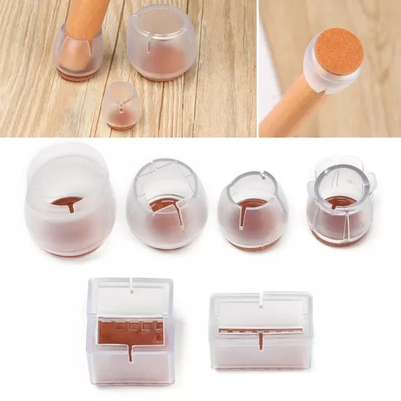 

4pcs Silicone Chair Leg Caps Socks Anti-slip Table Pads Felt Floor Protector Foot Protection Bottom Cover Furniture Accessories