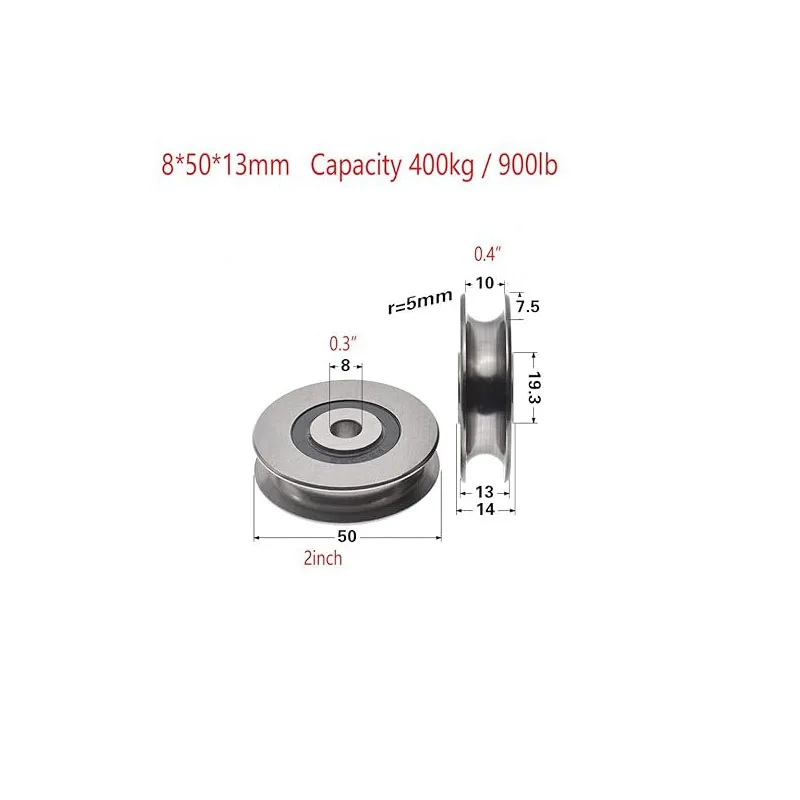 

1Pc Stainless Steel Deep U-Groove Ball Bearing Pulley, Metal Pulley, Wheel Bearings, Wire Rope Pulley 8mm/0.3"