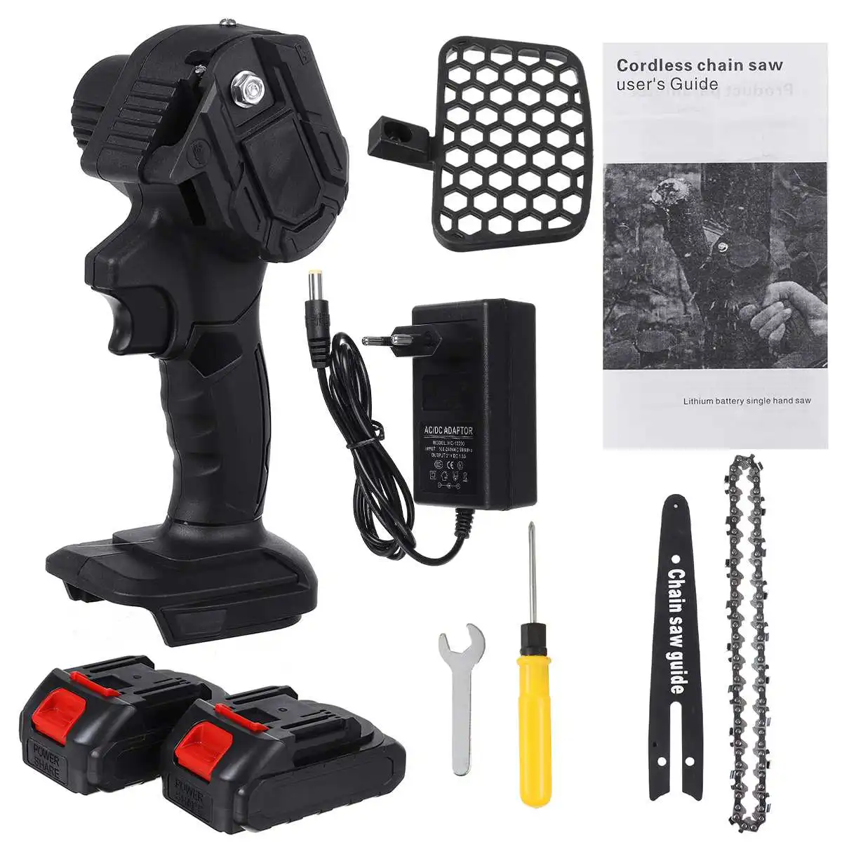 6 Inch 1500W Electric Saw Mini Chain Saw One-handed Saw 2PCS Li-ion Battery Woodworking Tool For Makita 18V Battery EU Plug
