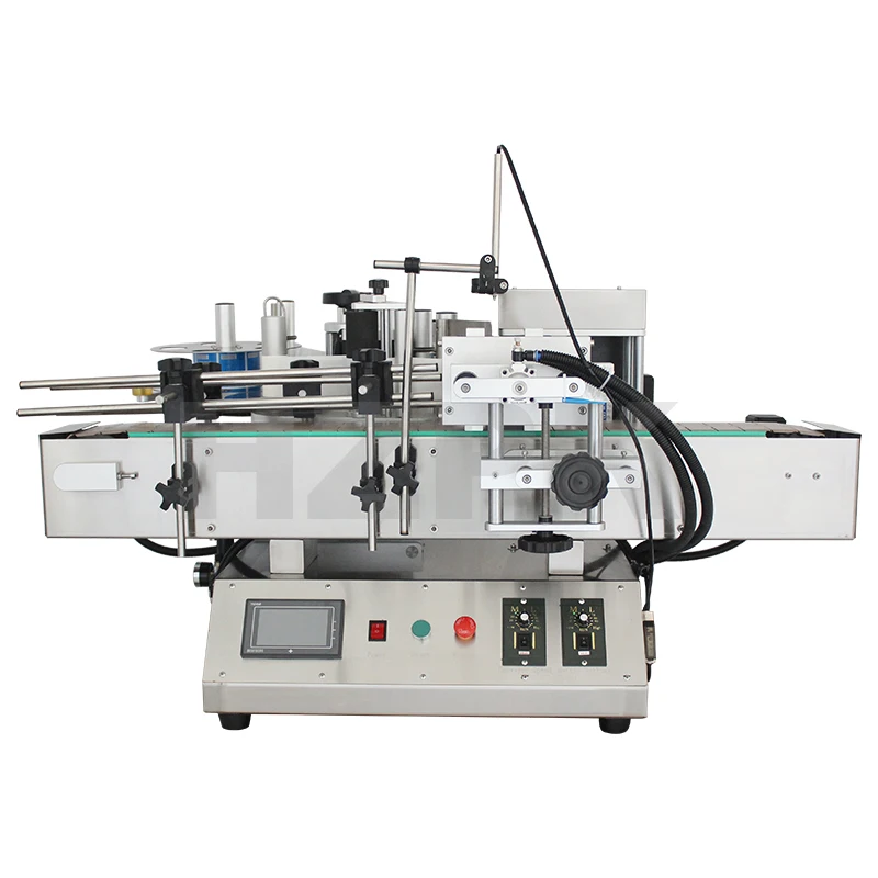 HZPK TRLM 120B Tabletop Round Bottle Jar Can Transparent Adhesive Sticker Labeling Machine