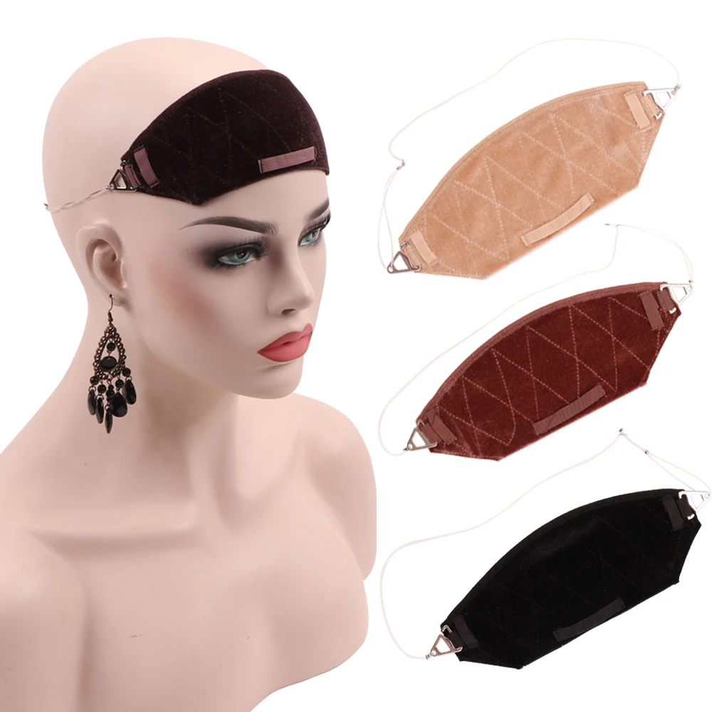 Faixa de aperto de peruca de veludo fishwire ajustável – faixa de cabeça antiderrapante e confortável para perucas sem cola femininas preto marrom bege café