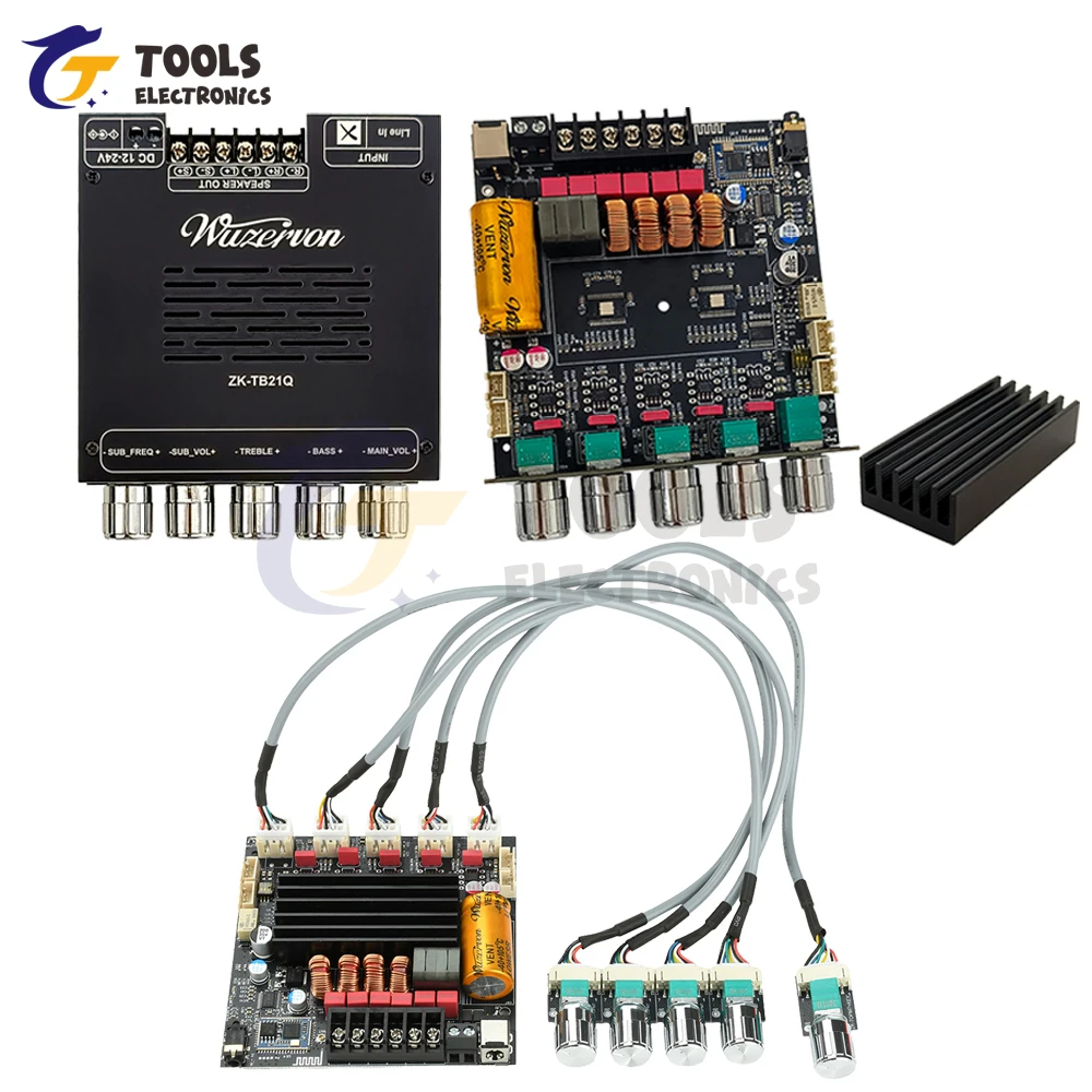 

ZK-TB21Q Bluetooth Digital Amplifier Board 2.1 Channel 50W+50W+100W Lossless APTX Subwoofer HiFi Audio Amplifier Module for Home