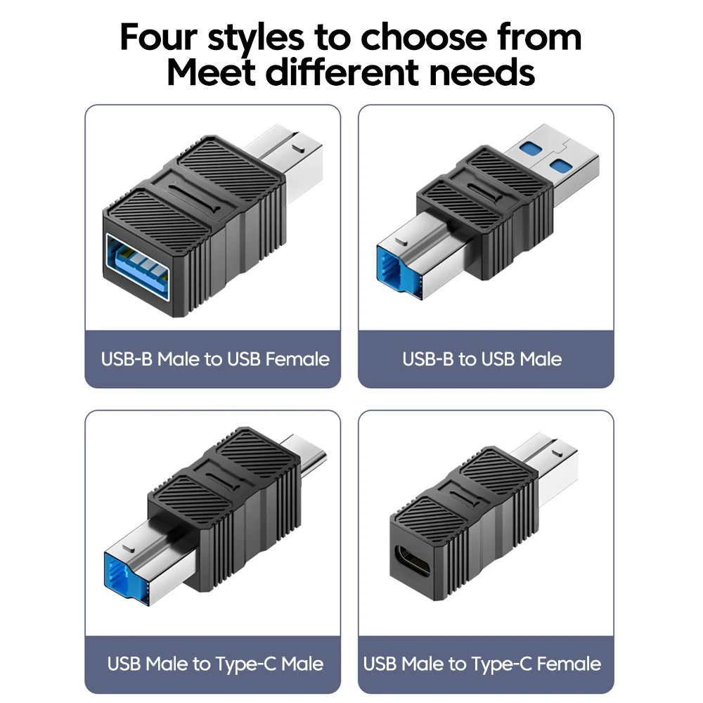 USB-B 3.0 プリンタ アダプタ Type-C - B スクエア ポート コンバータ接続 ハードディスク エンクロージャ コピー機転送アダプタ