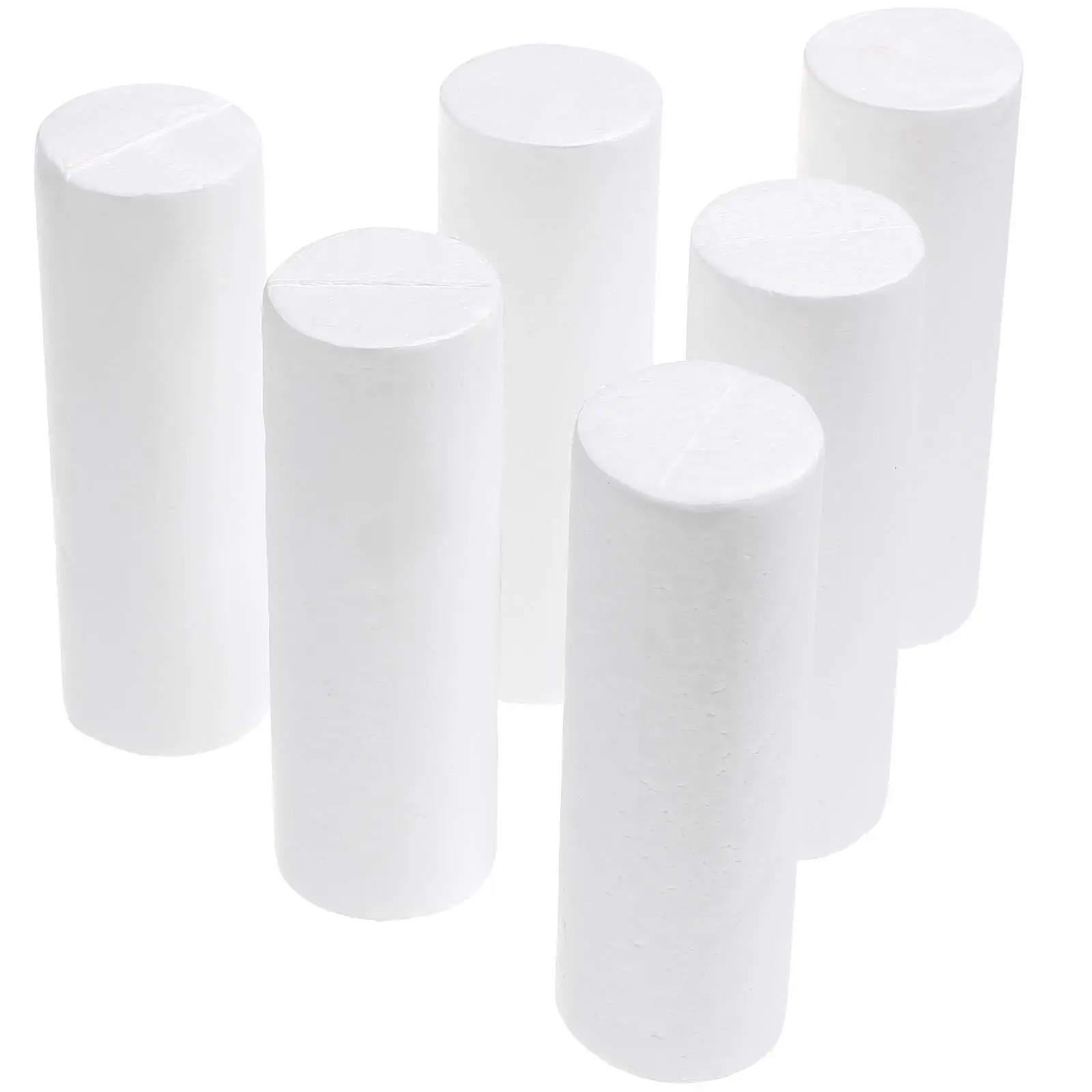 Świąteczne cylindry dekoracyjne 6 szt. 15 cm białe polistyrenowe ozdoby do rękodzieła DIY do dekoracji domu na święta