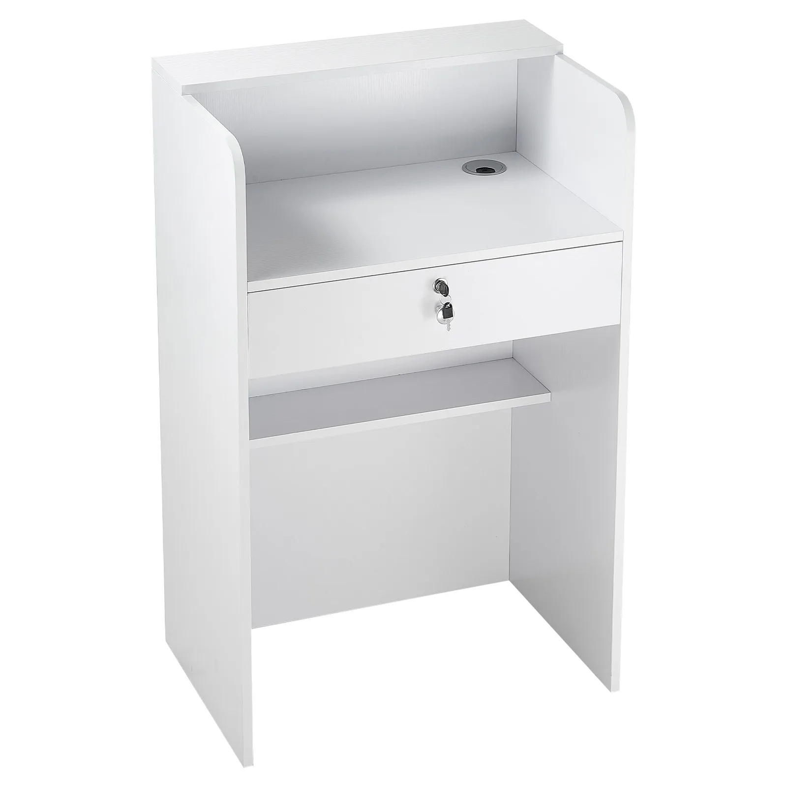 

Стойка ресепшн с компактной прямоугольной столешницей 23,6 дюйма и выдвижным ящиком для хранения