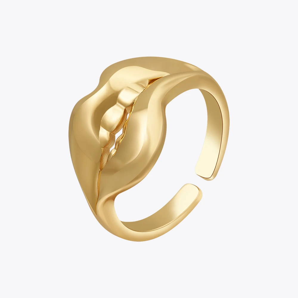 ENFASHION Bite Lip Open Ring Human Body Series For Women Anillos Mujer Gold Color Fashion Jewelry Rings Simple Office R 234200