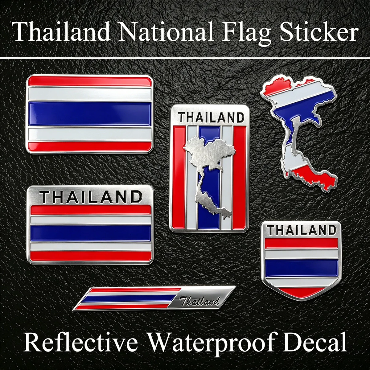 Car Accessories Thailand - Thailand National Flag 3D Sticker Metal