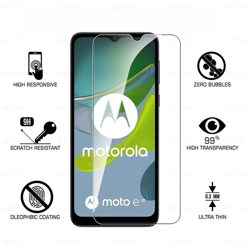 MotoE13 Glass 4Pcs Tempered Glass For Motorola Moto E13 Moto Rola E 13 13E 4G 2023 6.5inch Screen Protector Safety Phone Films