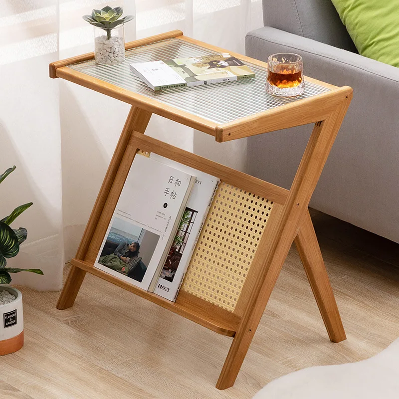 Z Shaped Side Table Creative Tea Coffee Table With Rack For Household Sofa Corner Living Room Bedroom Small Apartment Supplies