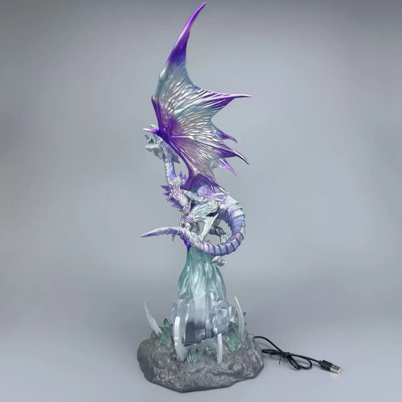 

45cm Yu-Gi-Oh Figure Blue-Eyes White Dragon Figures With Light Pvc Statue Model High Quality Collections Desk Decora Surprise