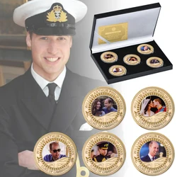 Prince William Catherine UK Gold Plated Commemorative Coin British Royal Family Challenge Coin Queen Elizabeth II Souvenir Gifts