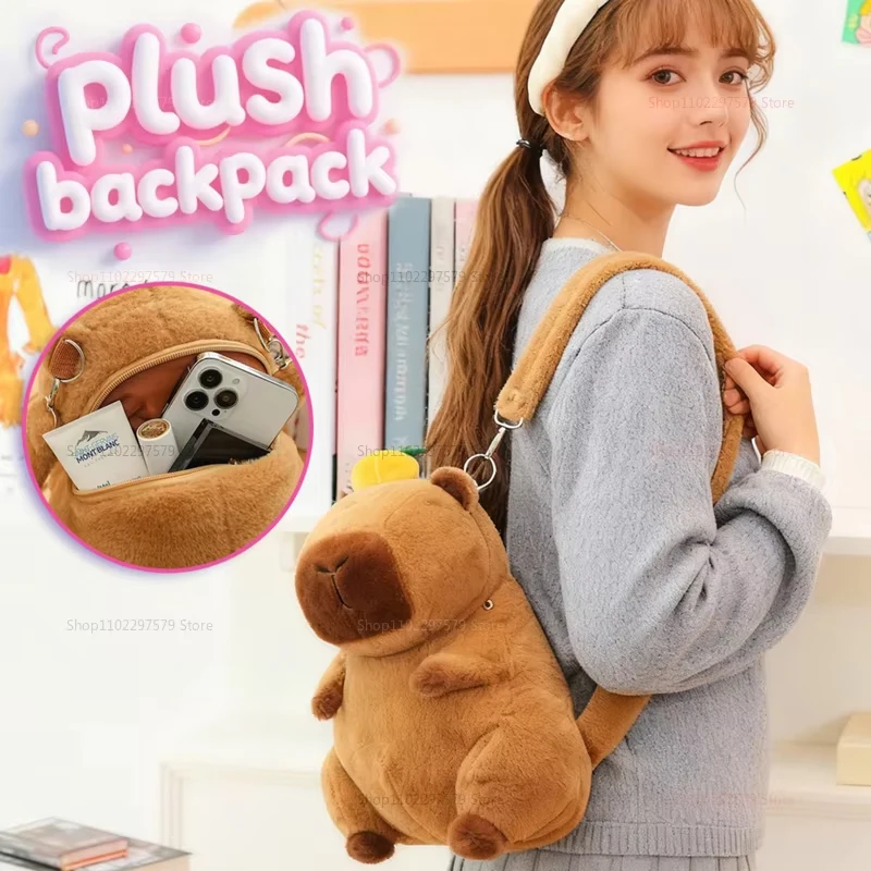 かわいいぬいぐるみカピバラの毛皮バッグミニバックパックキュートな子供用ショルダーバッグクリスマスギフト女の子向けファッションソフトバッグティーン向け