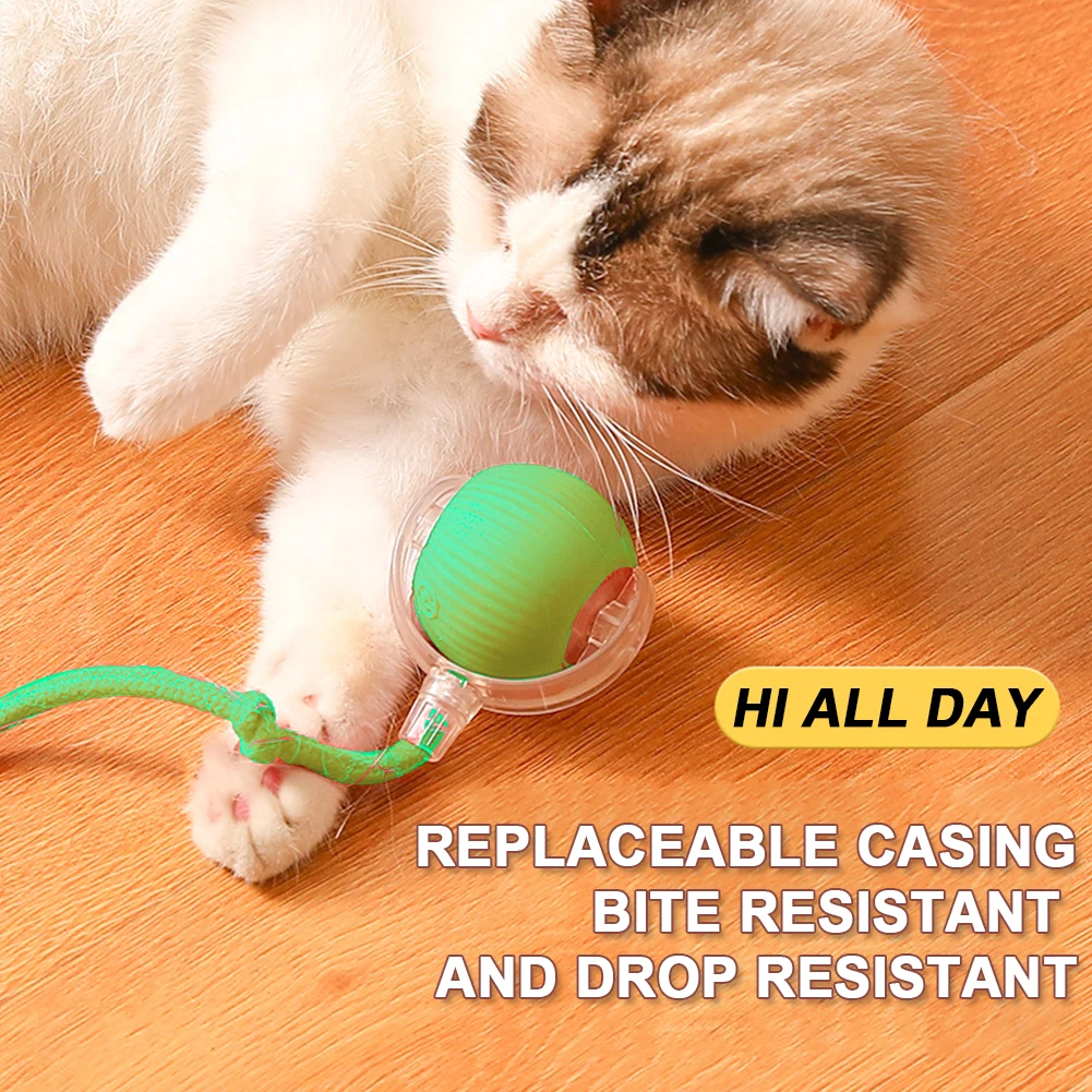 Interactive Cat Toy Ball Automatic Rolling Ball Rechargeable Fast Rolling Ball Anti-Depression Pet Toy for Indoor Cats