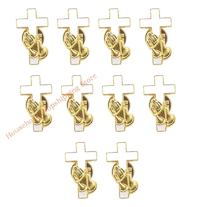 85AD 10pcs aleación a mano sosteniendo broche cruzado pin inspirador para trajes eventos religiosos y proyecto costura