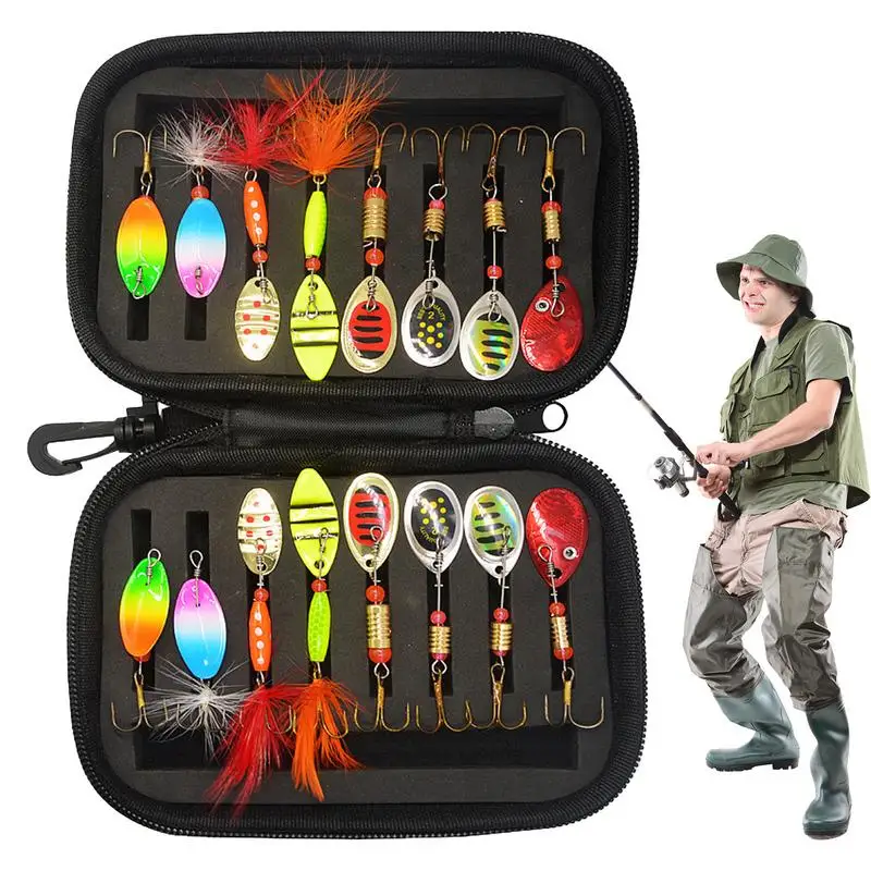 

Spinner Baits Bass Fishing Baits Metal Spoon Sequin Bait Multi-Coloured Swim Spinners High-Speed Rotating Sequin Bait 16pcs With