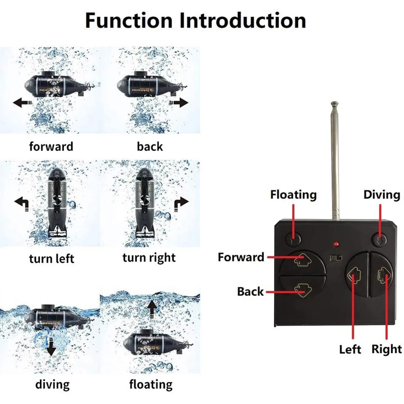 Mini RC Submarine Remote Control Boat Mini RC Boat RC Race Boat 6CH Gift Toy Kids Boys