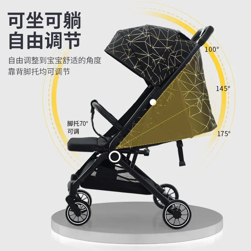 Baby stroller can sit and lie down lightweight foldable baby shock absorber children\'s stroller bb