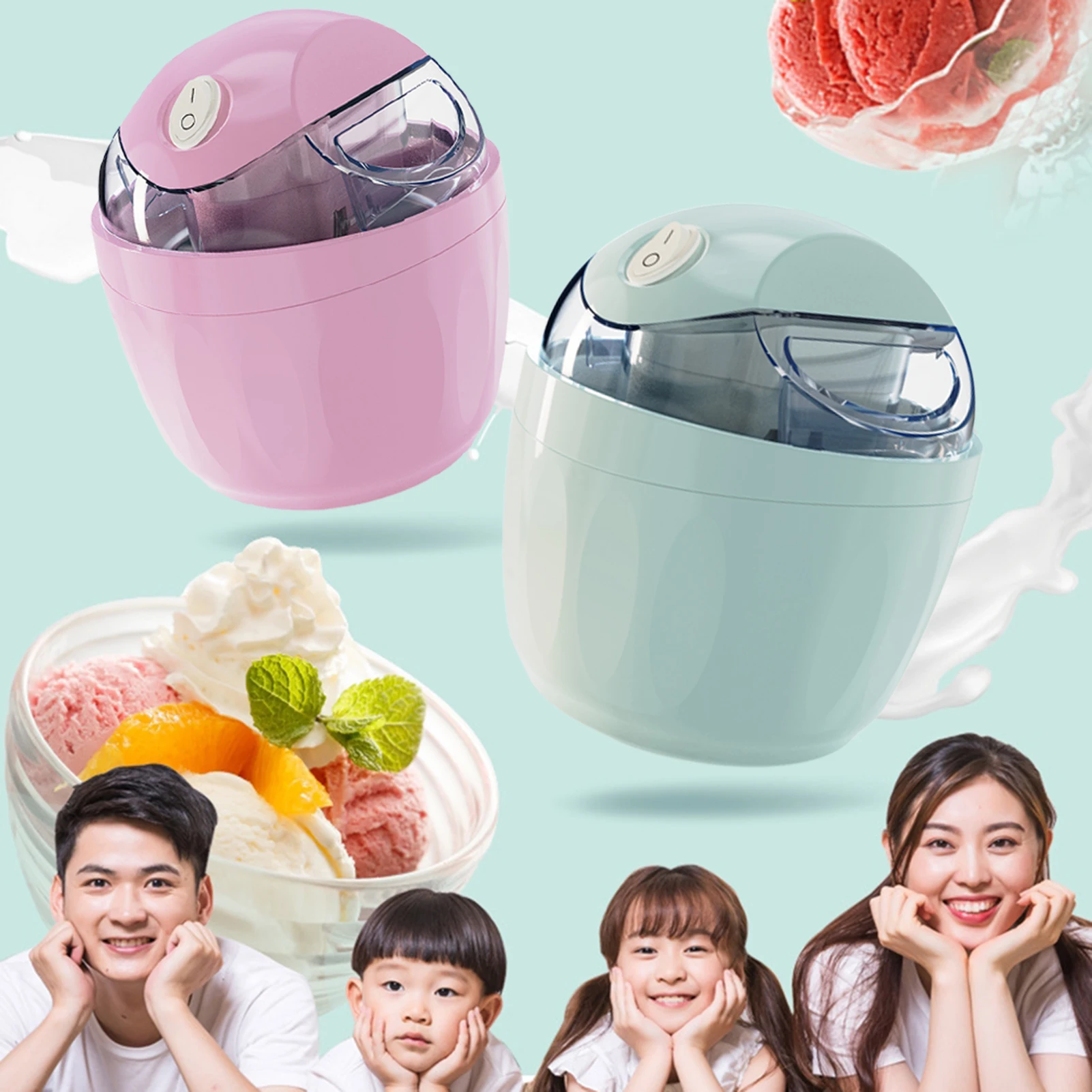 

Мини-машина для приготовления домашнего мороженого 500 мл, автоматическая, для самостоятельного приготовления замороженных десертов