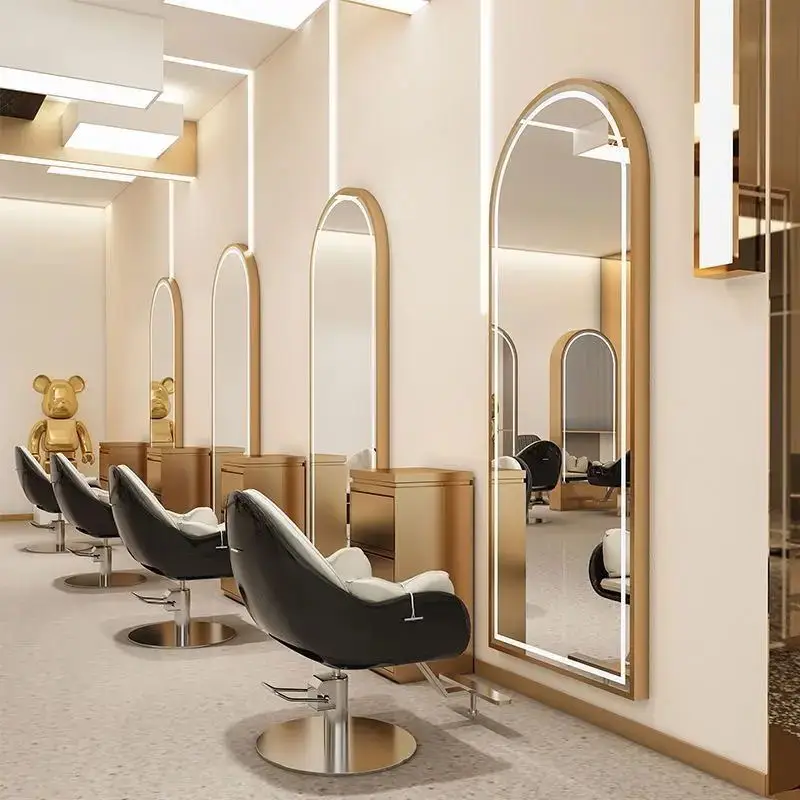 High Quality Brown Salon Styling Chair Set Synthetic Leather Furniture Package for Barber Shop and Beauty Salon for Workshops