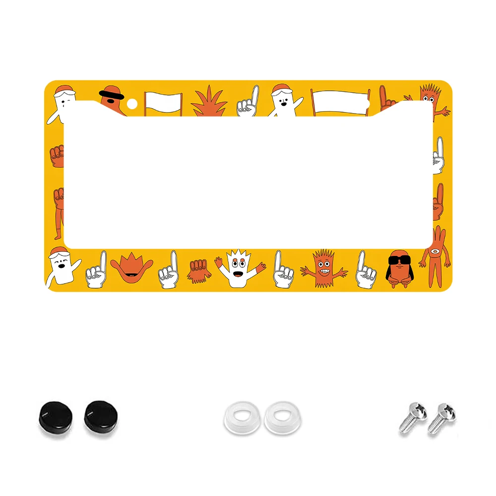

1 шт., желтые красочные мультяшные персонажи, рамка номерного знака с 2 отверстиями, алюминиевый материал, 6x12 дюймов с винтом, подходит для стандартного автомобиля