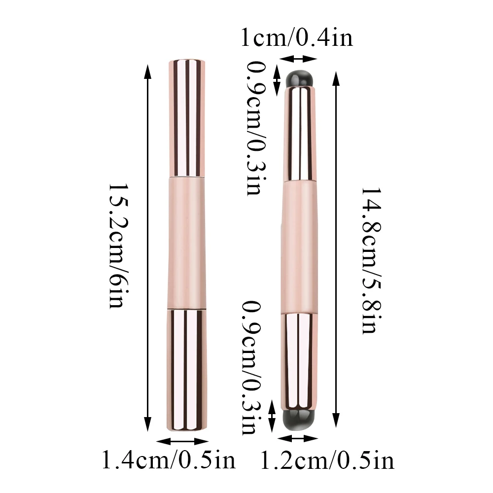 فرشاة شفاه سيليكون مزدوجة الرأس مع غطاء ، فرش كونسيلر بزاوية ، أطراف الأصابع ، أحمر شفاه ناعم Q ، فرش مكياج