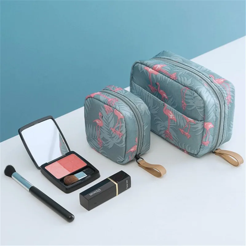 New Portable Lipstick Makeup Bag Flamingo Jewelry Toiletry Holder Case Women Cosmetics Pouch Water-proof Travel Organizer Bag